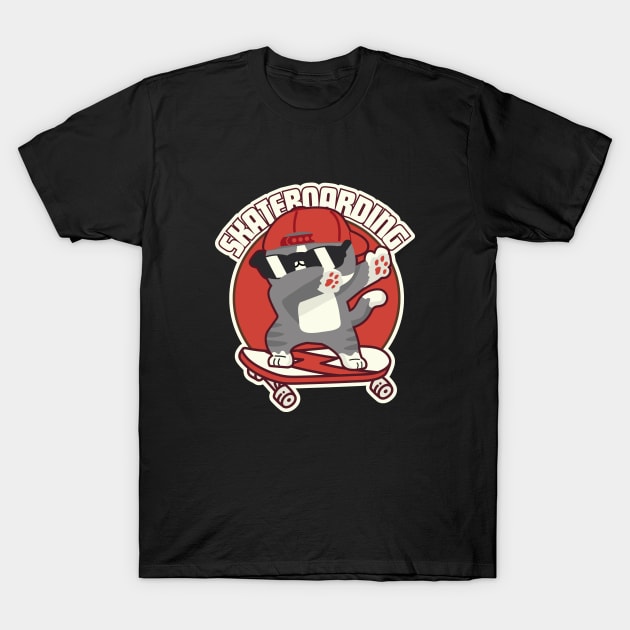 Skateboarding cat T-Shirt by FullOnNostalgia